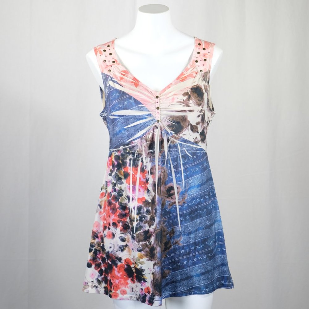 Style & Co Graphic Print Sleeveless Tunic Top Size M